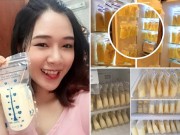 Bà bầu - Những tủ lạnh chất đầy sữa mẹ khiến ai cũng thích mê của các bà mẹ nổi tiếng