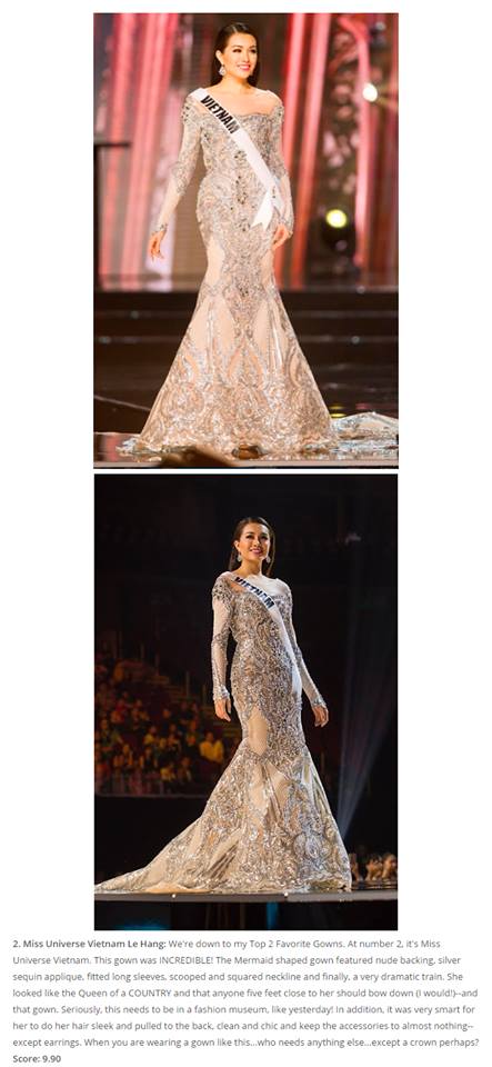 Váy dạ hội đẹp xuất sắc, tin vui lại đến với Lệ Hằng tại Miss Universe 2016 - 2