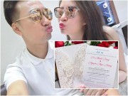 Làng sao - Lộ thiệp cưới ấn tượng của MC Thành Trung và vợ 9x