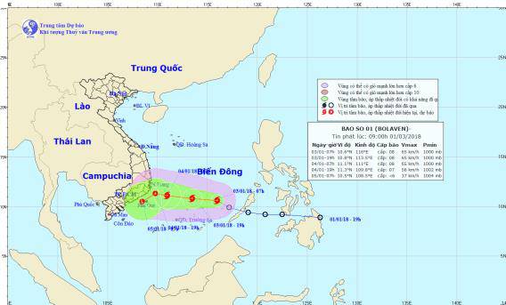 Áp thấp nhiệt đới đã mạnh lên thành cơn bão số 1 năm 2018, tiến nhanh vào đất liền - 1