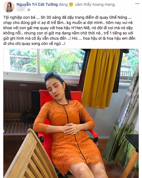 Tân Hoa hậu Hamp;#39;Hen Niê bị MC Cát Tường amp;#34;than thởamp;#34; chuyện đến trễ giờ quay hình - 1