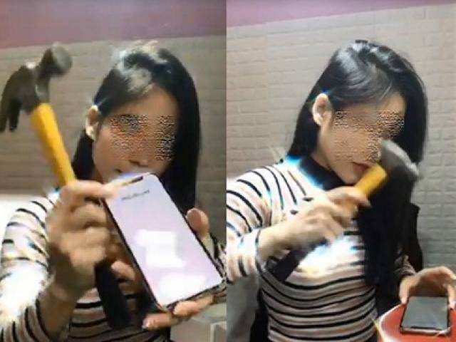 Hậu chia tay, cô gái livestream đập nát Iphone X vì mẹ người yêu cũ đòi quá rát