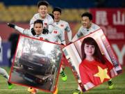 Giải trí - Mừng cho U23 Việt Nam, Lưu Thiên Hương tông cả xe hơi vào cột điện