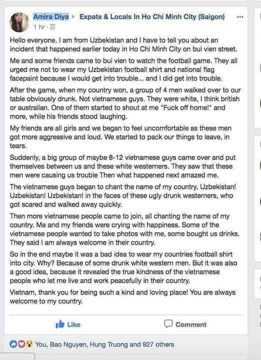 Cổ động viên Uzbekistan ngưỡng mộ hành động đẹp của người Việt Nam - 1