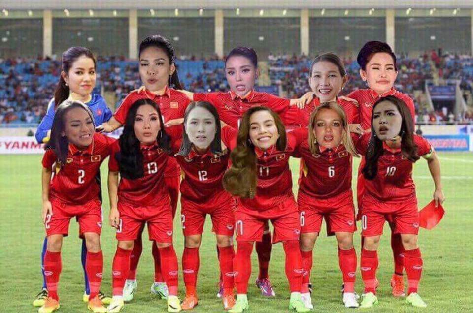 Bật cười không dứt khi Hồ Ngọc Hà, Mỹ Tâm và dàn người đẹp amp;#34;diện quần đùi áo sốamp;#34; U23 - 1