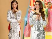 Thời trang - Mới đầu năm Hồ Ngọc Hà đã đụng hàng áo dài với Hoa hậu Kỳ Duyên