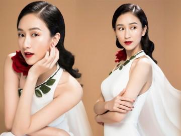 Á hậu Hà Thu khoe vẻ đẹp ngọt ngào và trong trẻo như nhành hoa ngày tết