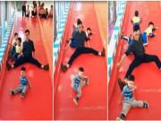 Làm mẹ - Dang chân che chắn cho con chơi cầu trượt, ông bố gây tranh cãi gay gắt