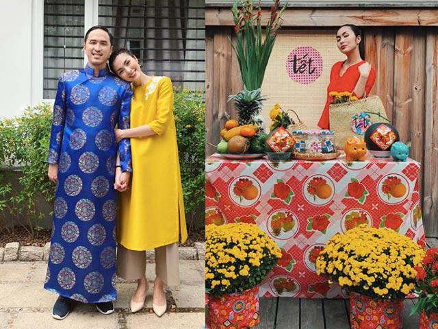 Vợ chồng Tăng Thanh Hà diện áo dài, nắm chặt tay nhau hạnh phúc trong ngày Tết