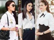 Thời trang - Mặc áo sơ mi trắng vừa thanh lịch vừa quyến rũ như Hoa hậu để diện Tết đúng điệu!