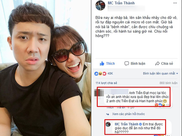Trấn Thành đáp trả anti-fan sâu cay khi một lần nữa bị gọi là Tiến Đạt - 3