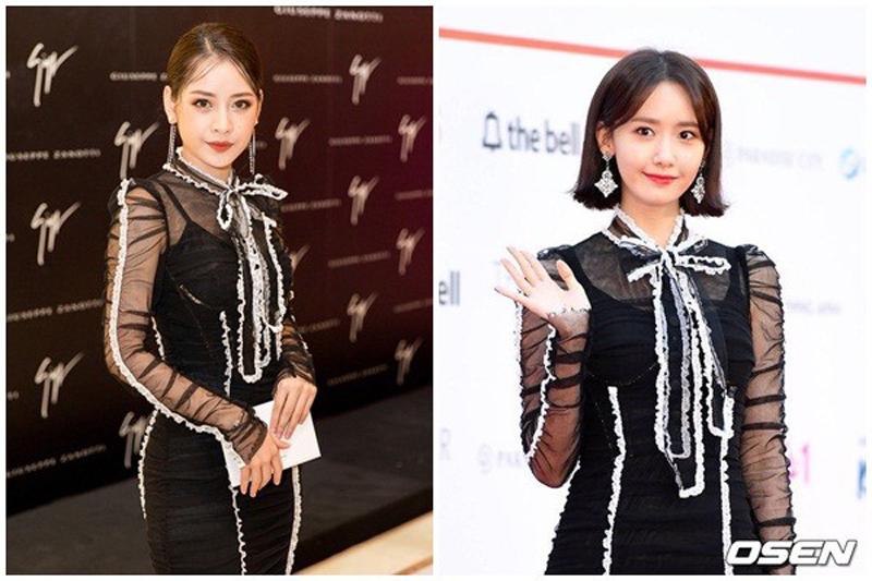 Chi Pu và Yoona bất phân thắng bại khi cùng diện váy hiệu Dolce & Gabbana.
