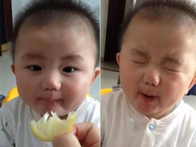 Cười hết cỡ với phản ứng bá đạo của em bé khi lần đầu ăn chanh