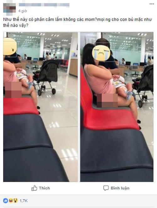 Kéo váy cho con bú hớ hênh lộ cả nội y, bà mẹ khiến dân mạng bùng nổ tranh cãi - 1