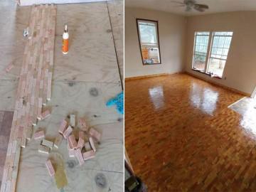 Cắt dát giường gỗ cũ làm sàn nhà đẹp mê ly, cô gái khiến dân mạng “phục sát đất”