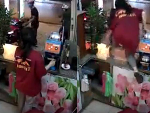 Nữ ninja phi thân qua bàn kính giật lại xe máy từ tên cướp liều lĩnh