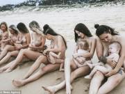 Làm mẹ - Dàn thiên thần bỉm sữa bán nude cho con bú trên bãi biển gây "bão mạng"