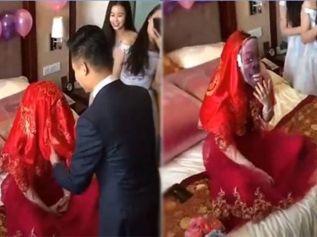 Tân hôn, chú rể hết hồn khi bỏ mạng che mặt của cô dâu