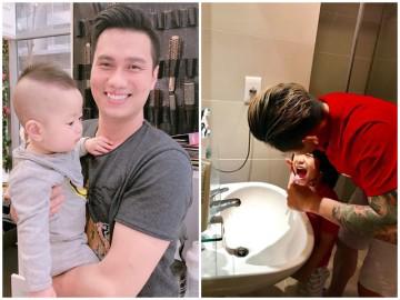 Các sao nam đình đám showbiz Việt nổi tiếng với tài chăm con khéo đến chị em cũng phải thua