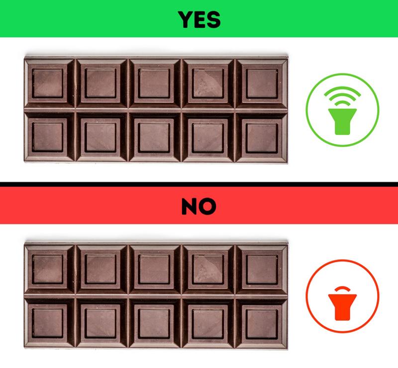 Một số nhà sản xuất đã không nói thật về chất lượng socola mà họ làm ra. Vì thế, để kiểm tra hàm lượng bơ cacao thực tế trong thanh socola, bạn hãy gõ vào nó.
