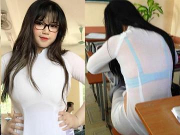 Anh em phát hoảng với kiểu mặc áo dài lộ nội y của con gái Việt