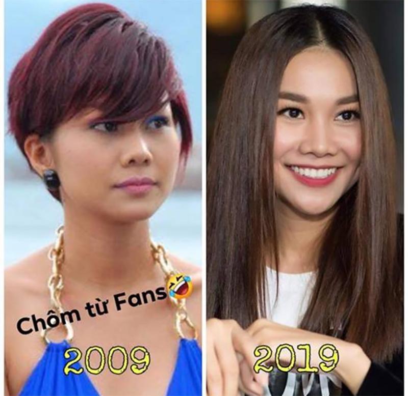Người mẫu Thanh Hằng 10 năm trước gầy và nam tính hơn. Hiện tại, cô vẫn là một trong những siêu mẫu đắt giá nhất làng mốt Việt. 
