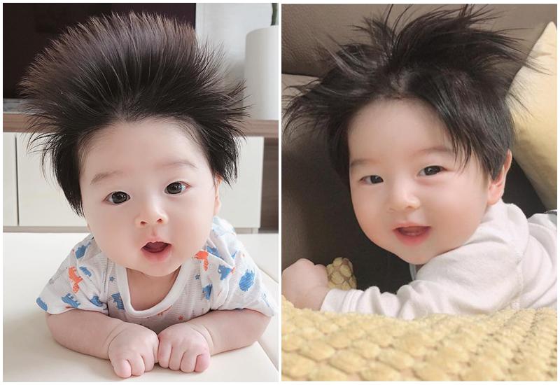 Minggu - là một em bé đến từ Hàn Quốc cũng từng gây xôn xao hội bỉm sữa nhờ gương mặt dễ thương và mái tóc đầy cuốn hút.
