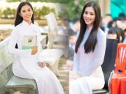 Thời trang - "Combo" hoá nữ thần của Tiểu Vy chính là áo dài trắng và tóc dài xoã ngang vai