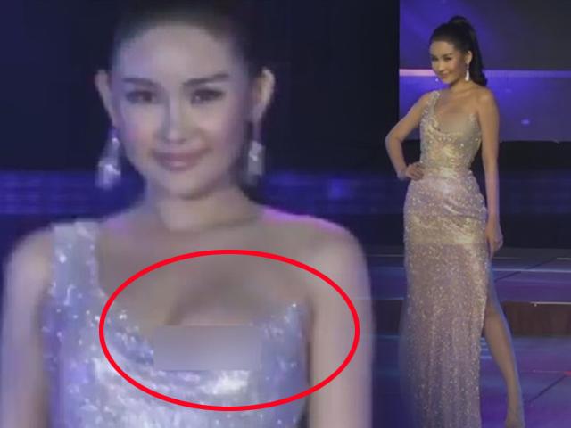 Ngân Anh bị tuột váy, lộ miếng dán ngực ngay trên sân khấu Miss Intercontinental 2018 - 2