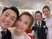 Thời trang - Đàm Thu Trang diện áo dài, khoe chiều cao bên ông xã "tí hon" Cường Đô La trong đám hỏi