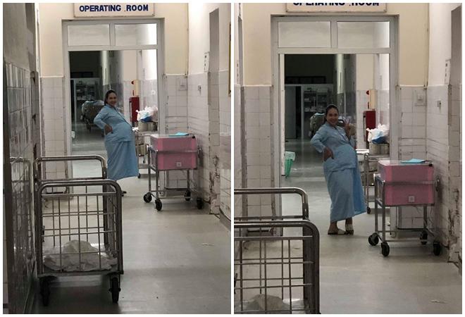 Vác bụng bầu đôi vượt mặt đi đẻ, mẹ 9x vẫn kịp trang điểm, tạo dáng cực amp;#34;xì-tinamp;#34; - 3