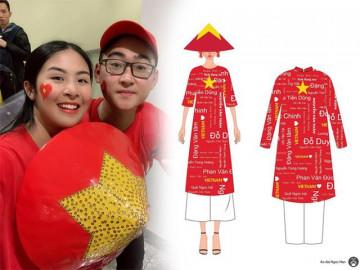 Ngọc Hân mang áo dài in tên các cầu thủ sang Dubai, làm náo loạn 1 góc sân bay