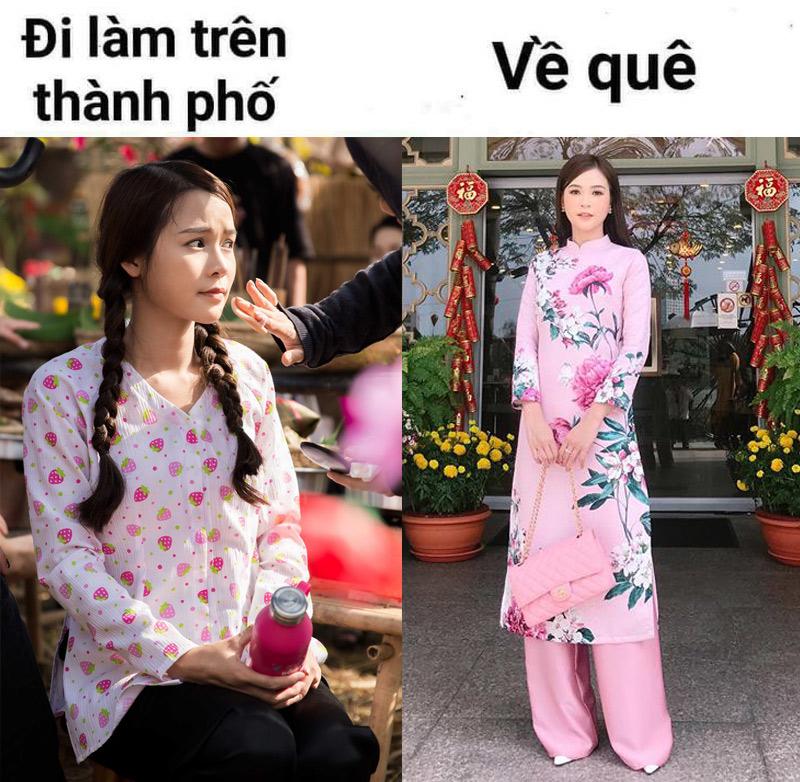 Sam chính là phụ nữ truyền thống Việt Nam, đi làm diện áo bà ba đến khi về nhà ăn Tết chọn áo dài thướt tha ngọt ngào. 
