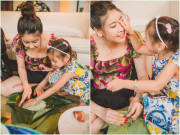 Làm mẹ - Cùng mẹ gói bánh chưng ngày Tết, cử chỉ đặc biệt của con gái Hà Kiều Anh gây chú ý