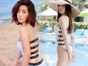 Thời trang - Diện bikini cut out quá nóng bỏng, Đỗ Mỹ Linh đánh bại Hồ Ngọc Hà khi đụng hàng