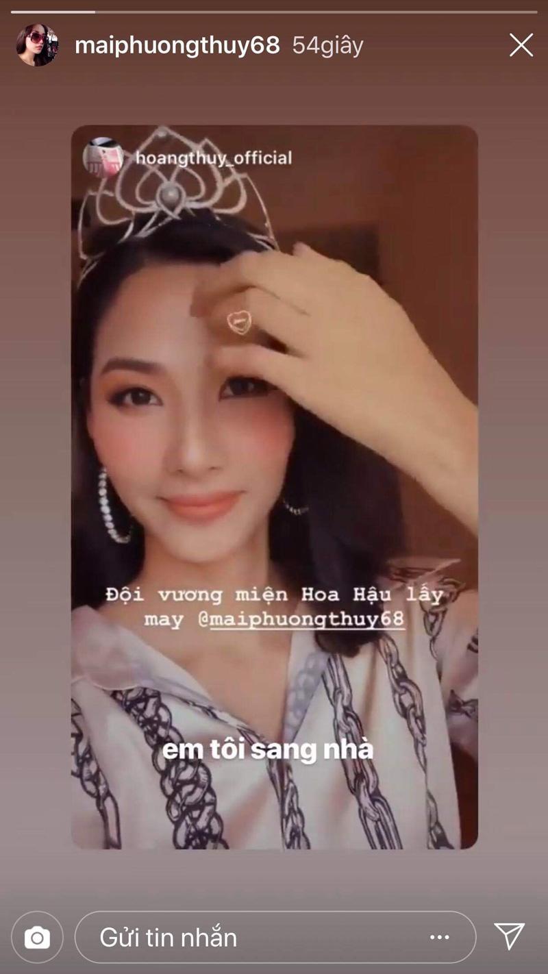 Hoàng Thuỳ đội vương miện 13 năm trước của Hoa hậu Mai Phương Thuý để lấy hên - 3