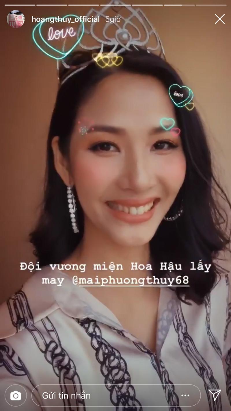 Hoàng Thuỳ đội vương miện 13 năm trước của Hoa hậu Mai Phương Thuý để lấy hên - 2