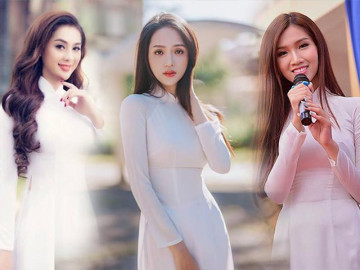 Hương Giang lấn lướt Lâm Khánh Chi và Nhật Hà khi cùng diện áo dài trắng tinh khôi