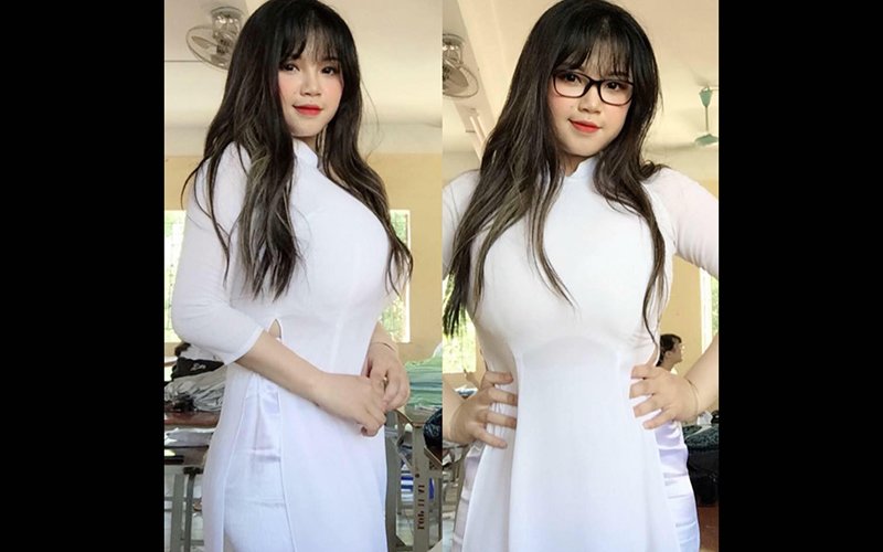 Dù diện áo dài trắng nữ sinh hay đồng phục thì vòng một cũng là tâm điểm của mọi sự chú ý. Từng có thời gian khiến Thu Trang khá hoang mang khi hình ảnh cô tràn lan trên mạng xã hội. 
