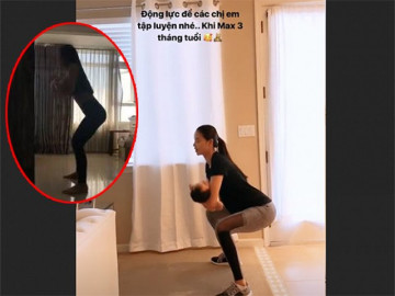 Phạm Hương ôm con tập squat, dân tình lại thấy giống hệt clip của người đẹp từng cùng thi HHHV