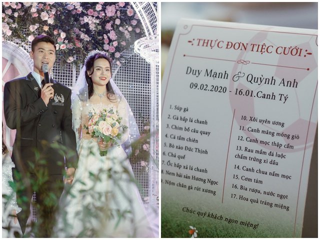 2 thực đơn tiệc cưới đầy ắp món trong đám cưới cổ tích của Duy Mạnh - Quỳnh Anh
