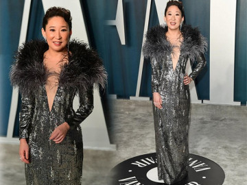 Minh tinh Hollywood Sandra Oh xuất hiện với váy của NTK Công Trí trên thảm đỏ