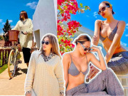 Thời trang - Cùng du lịch, Kỳ Duyên kín cổng cao tường Minh Triệu diện luôn bikini giữa vườn hoa