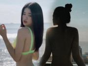 Làm đẹp - Hot girl 18 tuổi hết diện bikini màu choé, lại thả rông bán nude táo bạo trước biển