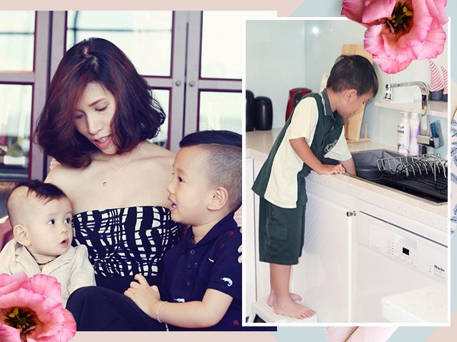 Hotmom Việt ở Úc dạy con 2 tuổi biết lấy quần áo ra phơi, 6 tuổi làm hết việc nhà
