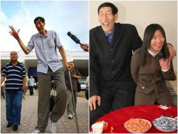 Người đàn ông khổng lồ Trung Quốc cưới vợ kém 30 tuổi, 57 tuổi mới sinh con