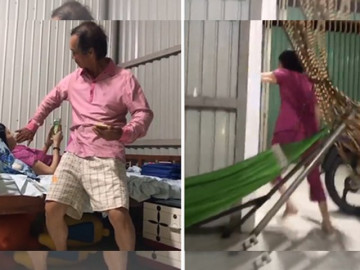 Không nhịn được cười trước cảnh chồng 64 tuổi trêu vợ, bị rượt chạy khắp nhà