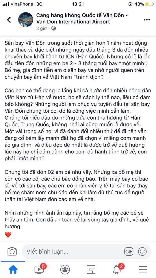 Em bé 2 tháng tuổi một mình từ Hàn Quốc về nước tránh dịch Covid-19 - 1
