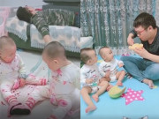 Dân mạng cười bò trước cách trông con bá đạo của ông bố trẻ một nách hai con