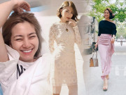 Thời trang - Vừa ra viện, Ngọc Lan đã điệu đà diện váy tím tiện thể khoe luôn chiếc túi hiệu đắt đỏ